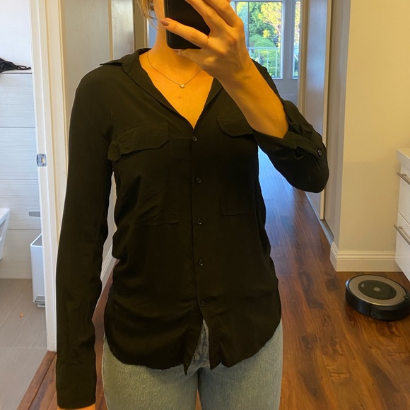 Zara 100% viscose Black Button up. Size XS - Picture 2 of 7